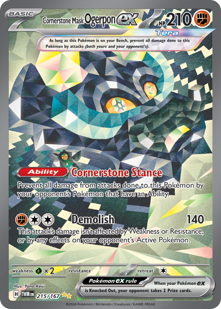 Cornerstone Mask Ogerpon ex z edície Twilight Masquerade, karta č.215