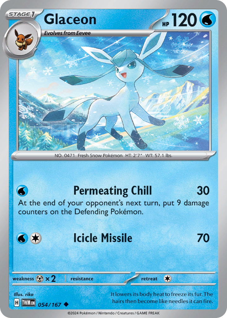 Glaceon z edície Twilight Masquerade, karta č.54