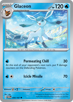 Glaceon z edície Twilight Masquerade, karta č.54