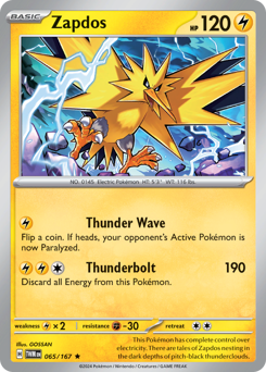 Zapdos z edície Twilight Masquerade, karta č.65