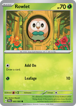 Rowlet z edície Shrouded Fable, karta č.3