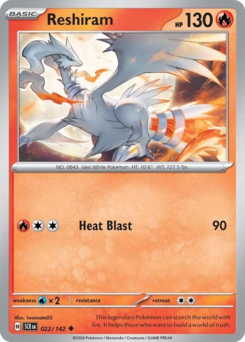 Reshiram z edície Stellar Crown, karta č.22