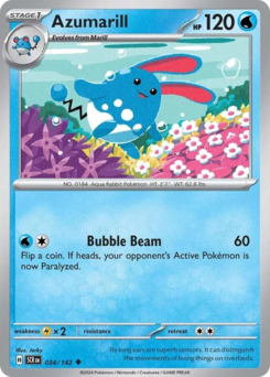 Azumarill z edície Stellar Crown, karta č.34