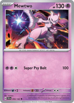 Mewtwo z edície Stellar Crown, karta č.59
