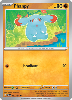Phanpy z edície Surging Sparks, karta č.102