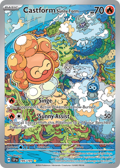 Castform Sunny Form z edície Surging Sparks, karta č.195