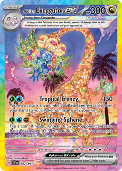 Alolan Exeggutor ex z edície Surging Sparks, karta č.242