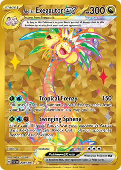 Alolan Exeggutor ex z edície Surging Sparks, karta č.248