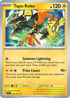 Tapu Koko z edície Surging Sparks, karta č.65