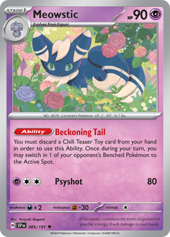 Meowstic z edície Surging Sparks, karta č.85