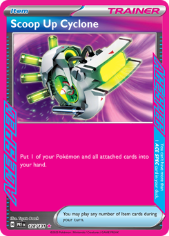 Scoop Up Cyclone z edície Prismatic Evolutions, karta č.128