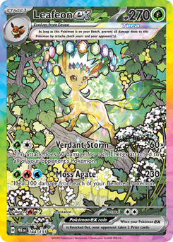 Leafeon ex z edície Prismatic Evolutions, karta č.144
