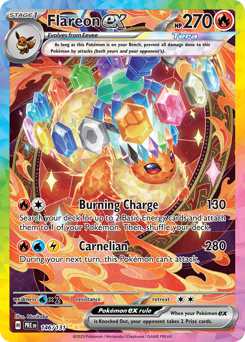 Flareon ex z edície Prismatic Evolutions, karta č.146
