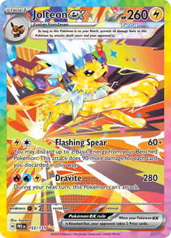 Jolteon ex z edície Prismatic Evolutions, karta č.153