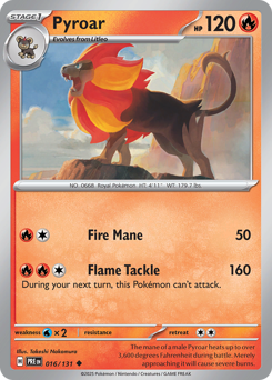 Pyroar z edície Prismatic Evolutions, karta č.16