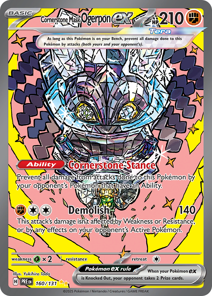 Cornerstone Mask Ogerpon ex z edície Prismatic Evolutions, karta č.160