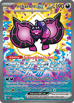 Pecharunt ex z edície Prismatic Evolutions, karta č.163