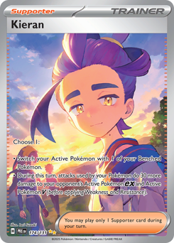 Kieran z edície Prismatic Evolutions, karta č.174