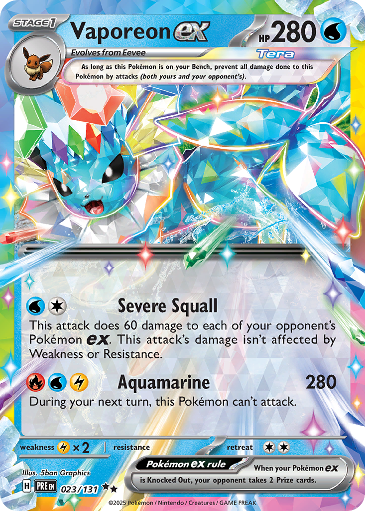 Vaporeon ex z edície Prismatic Evolutions, karta č.23