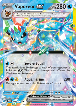 Vaporeon ex z edície Prismatic Evolutions, karta č.23