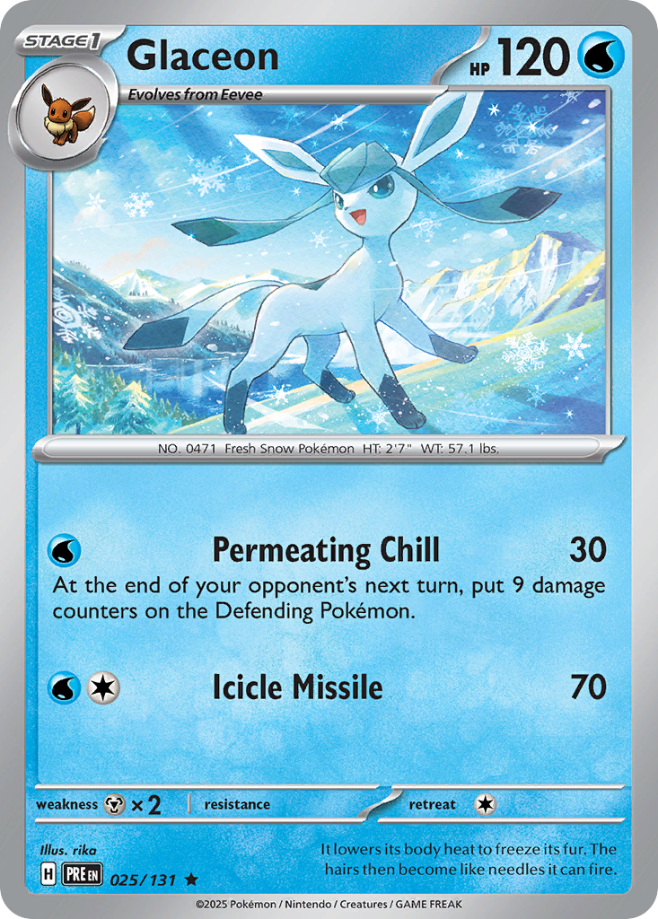 Glaceon z edície Prismatic Evolutions, karta č.25