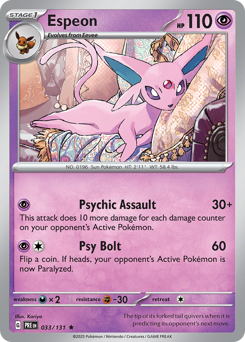Espeon z edície Prismatic Evolutions, karta č.33