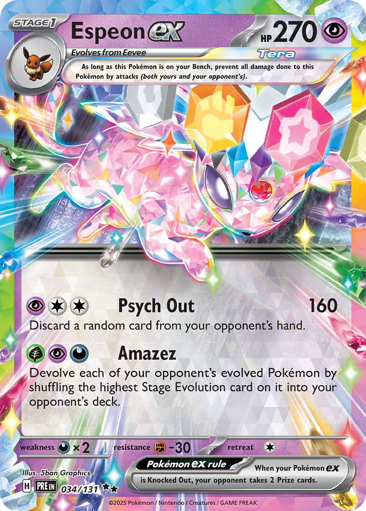 Espeon ex z edície Prismatic Evolutions, karta č.34