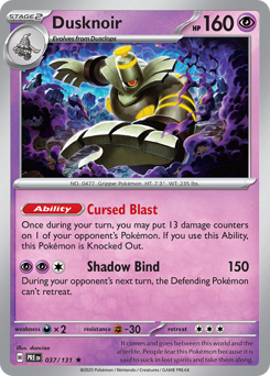 Dusknoir z edície Prismatic Evolutions, karta č.37