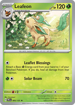 Leafeon z edície Prismatic Evolutions, karta č.5