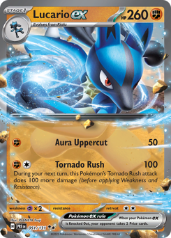 Lucario ex z edície Prismatic Evolutions, karta č.51