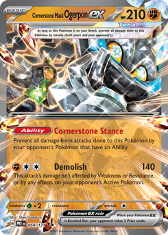 Cornerstone Mask Ogerpon ex z edície Prismatic Evolutions, karta č.58