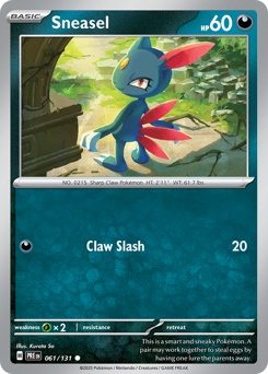 Sneasel z edície Prismatic Evolutions, karta č.61
