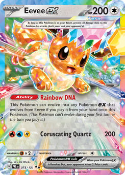 Eevee ex z edície Prismatic Evolutions, karta č.75