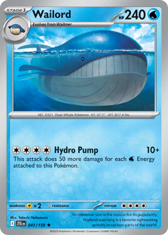 Wailord z edície Journey Together, karta č.41