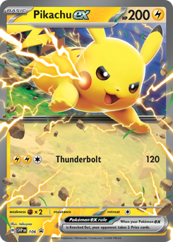 Pikachu ex z edície Scarlet & Violet Black Star Promos, karta č.106