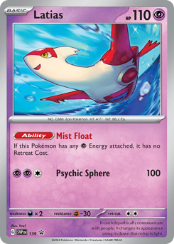 Latias z edície Scarlet & Violet Black Star Promos, karta č.139