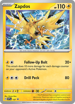 Zapdos z edície Scarlet & Violet Black Star Promos, karta č.157