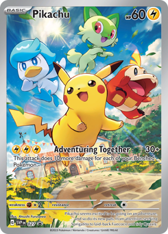 Pikachu z edície Scarlet & Violet Black Star Promos, karta č.27