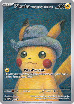 Pikachu with Grey Felt Hat z edície Scarlet & Violet Black Star Promos, karta č.85