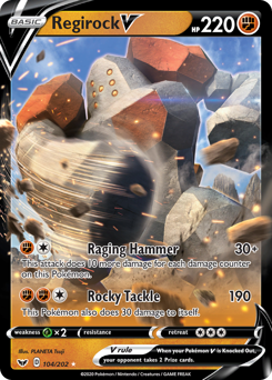 Regirock V z edície Sword & Shield, karta č.104