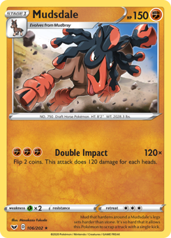 Mudsdale z edície Sword & Shield, karta č.106