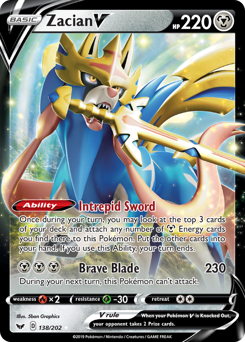 Zacian V z edície Sword & Shield, karta č.138