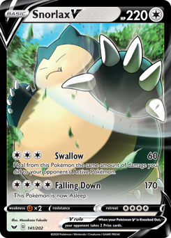 Snorlax V z edície Sword & Shield, karta č.141