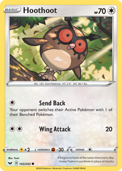 Hoothoot z edície Sword & Shield, karta č.143