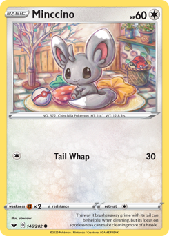 Minccino z edície Sword & Shield, karta č.146
