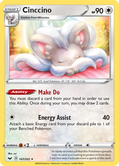 Cinccino z edície Sword & Shield, karta č.147