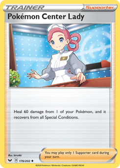 Pokémon Center Lady z edície Sword & Shield, karta č.176