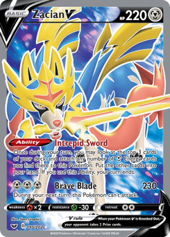 Zacian V z edície Sword & Shield, karta č.195