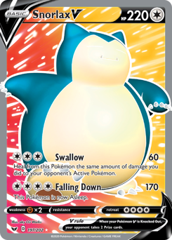 Snorlax V z edície Sword & Shield, karta č.197