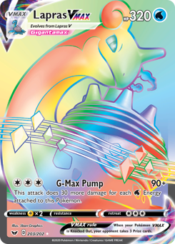 Lapras VMAX z edície Sword & Shield, karta č.203